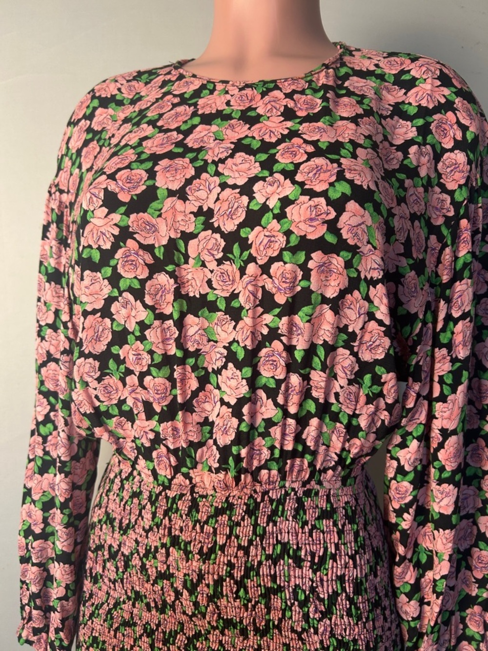 Zara Women’s Long Sleeve Floral Smocked Mini Dress Size Large - Picture 3 of 11